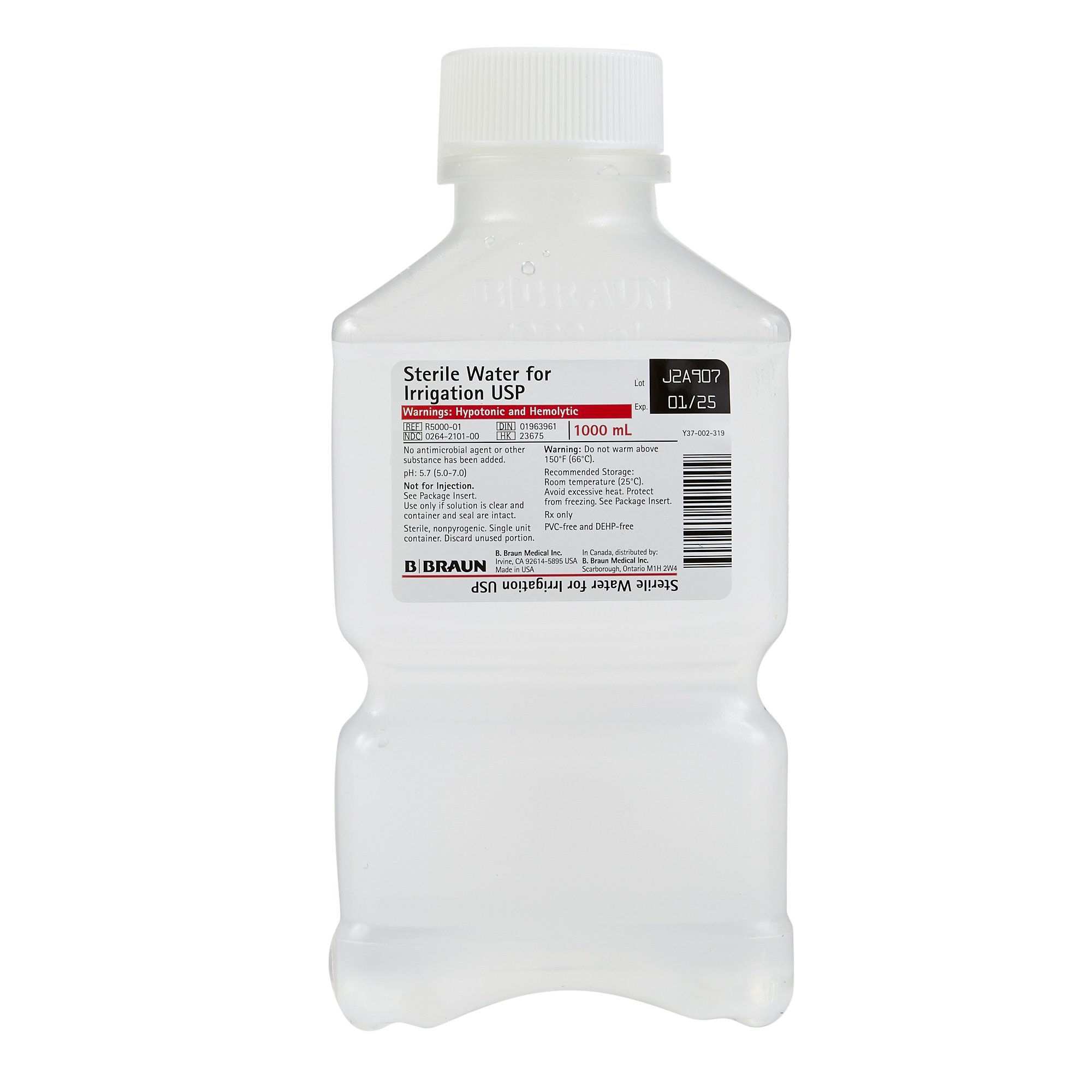 Water Irrigation Solution Sterile Water for Irrigation Not for Injection Bottle 1,000 mL (1/EA 16/CS) by B Braun Medical, Inc.  ID R5000-01